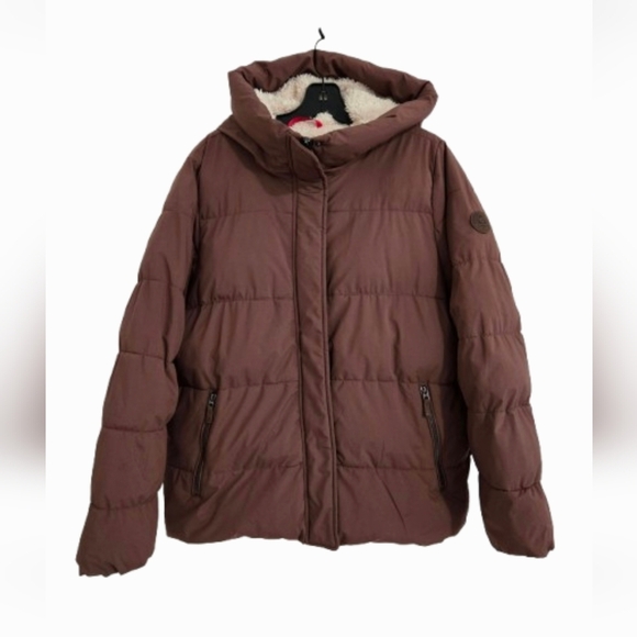 Gerry Outdoor Hooded Puffy Coat Men's Size Large Sherpa Lined Parka Brown - Picture 1 of 12